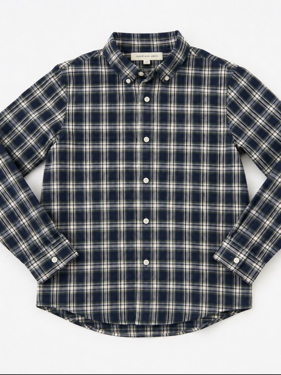 Janie and Jack Other - Janie and Jack Boys Navy Plaid Button Down Shirt Size 10 Classic Preppy